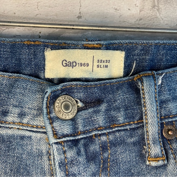 Gap 1969 Mens Slim Denim Jeans Raw Hem with Washwell Size 32X32 - Picture 5 of 16